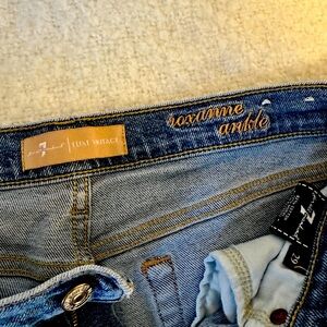 7 Seven For All Mankind Roxanne Jeans 29 29x25 Medium Wash Blue Distressed Denim